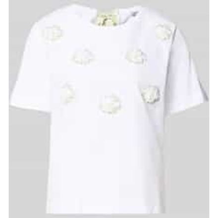 T-shirt met stitchings en ronde hals