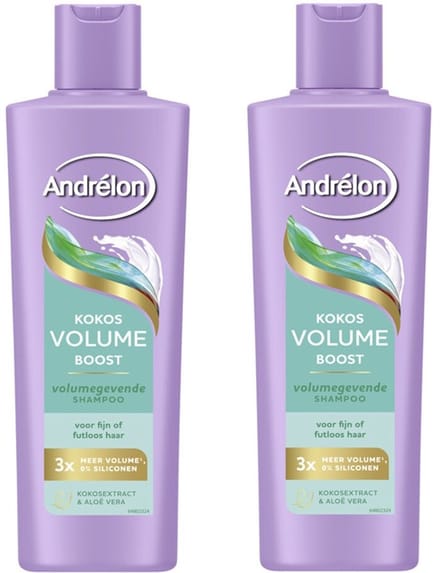 Andrélon Shampoo - Kokos Volume Boost - 2 x 250 ml - verrijkt met kokosextract en aloë vera