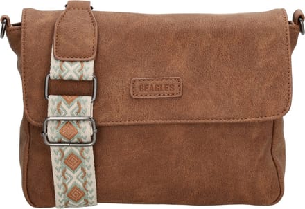 Beagles Malaga Schoudertas Dames - Handtas met telefoonvak - Tas van Imitatieleder met ritssluiting - Bruin