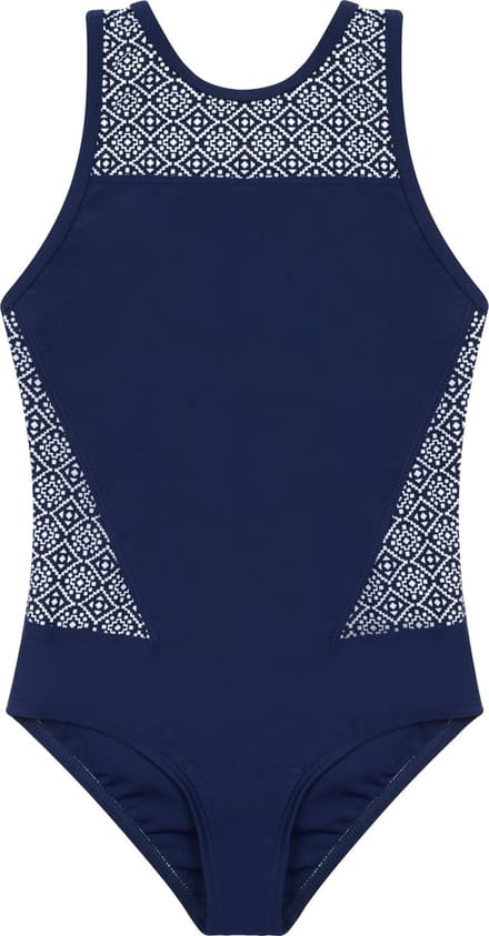 Badpak met racerback- donkerblauw block 116-122