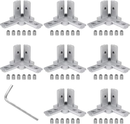 Hoekverbinders Set - Profiel Bevestiging - Frame Bouwen - Aluminium Legering - 8 Stuks - Zilver
