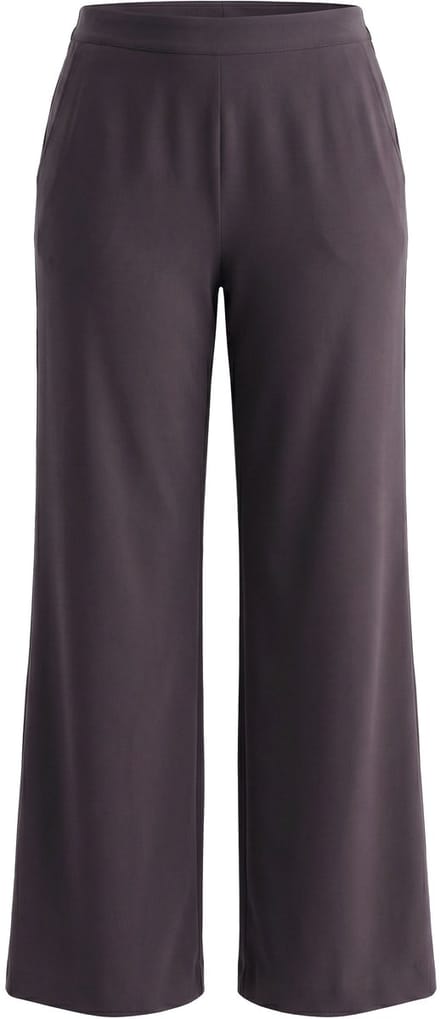 Ulla Popken - Dames - Pantalon wijde rechte pijp elastische tailleband - Mahonie - Maat 54