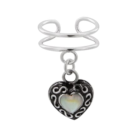 WeLoveSilver - ear cuffs - zilver - hart met maansteen - 925 sterling