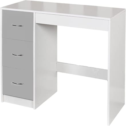 Houten Kaptafel met 3 Lades - Wit Karkas en Grijze Laden