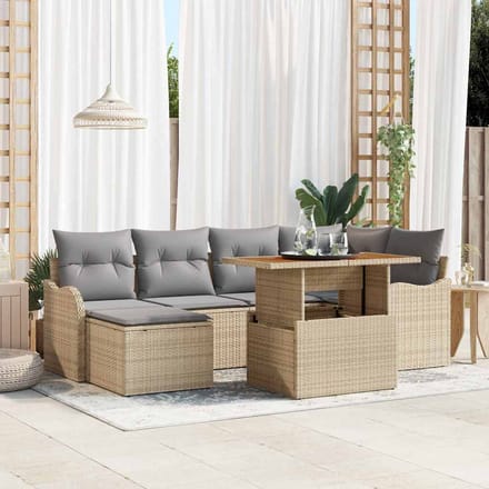 vidaXL - Tuinbank - Set - 7 - st - beige - en - lichtgrijs
