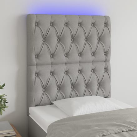 vidaXL - Hoofdbord - LED - 80x7x118/128 - cm - stof - lichtgrijs