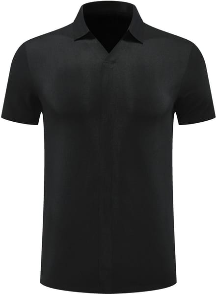 ALLTHEMEN Heren Wafelstructuur Polo V-Hals Korte Mouw - L