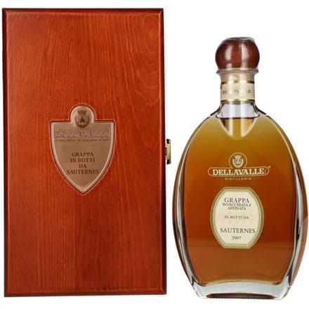 Dellavalle Grappa Affinata in botti da SAUTERNES 2007 42% Vol. 0,7l in Holzkiste
