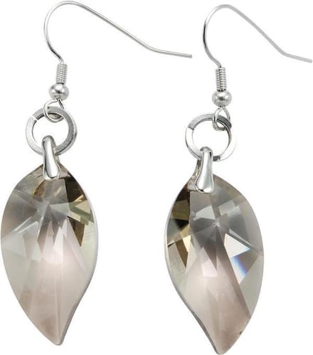 Behave - Oorhangers bladvorm met steen zilverkleur - Elegant avondstijl