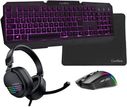 CoolBox Pack gaming DeepX-Wing 2 toetsenbord Inclusief muis Gamen USB QWERTY Spaans Zwart
