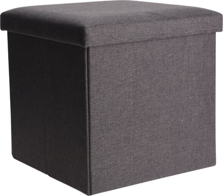 H&S Collection Poef/Hocker/voetenbankje - opbergbox - grijs - polyester - 38 x 38 cm - opvouwbaar