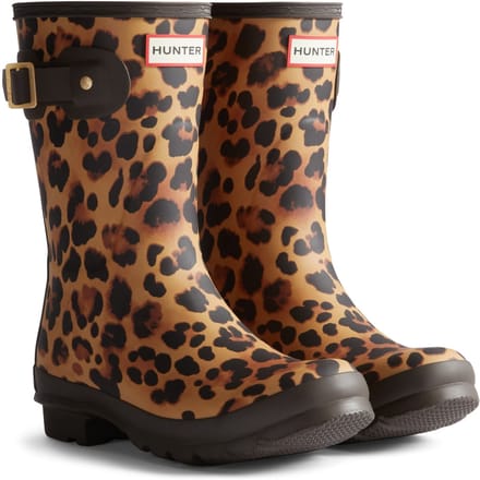 Hunter Original Korte Leopardlaarzen Rubber Dames Leopardenprint/Chocoladebruin Wellingtonlaarzen