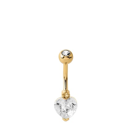 Lucardi Dames Stalen navelpiercing goldplated hart met kristal - Piercing - Staal - Goudkleurig