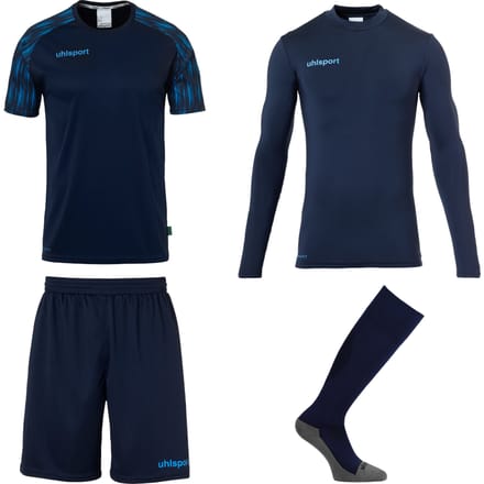 Uhlsport Reaction Keeperstenue Set Navy Fluo Blue - Keepershandschoenen - Maat M