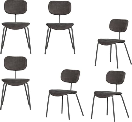 WOOOD Link Eetkamerstoelen - Polyester - Bruin/Grijs - Set van 6