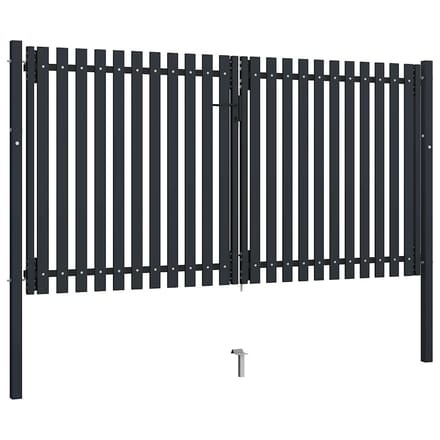 vidaXL Dubbele poort met deur staal 300x175 cm antraciet