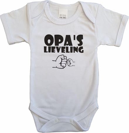 Witte romper met "Opa's lieveling" - maat 68 - grootvader, babyshower, zwanger, cadeautje, kraamcadeau, grappig, geschenk, baby, tekst