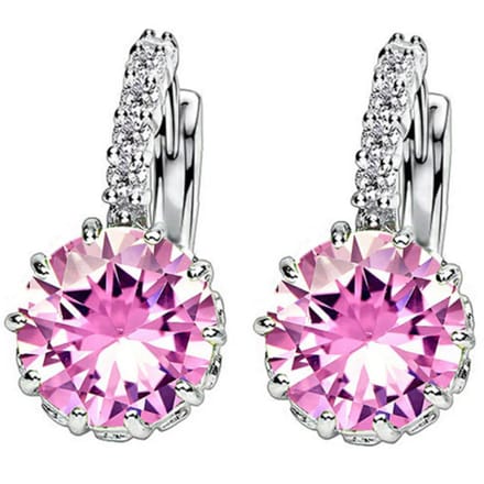 Victorious Dames Oorbellen – Roze Bergkristal – Zilverkleurig – 2cm