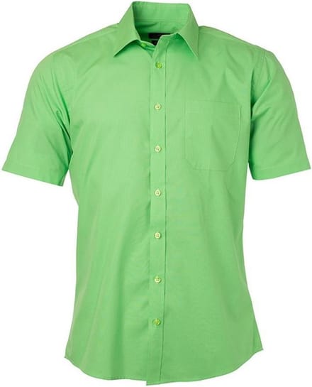 Daiber Herenshort Poplin Shirt met korte mouwen (Kalk groen)