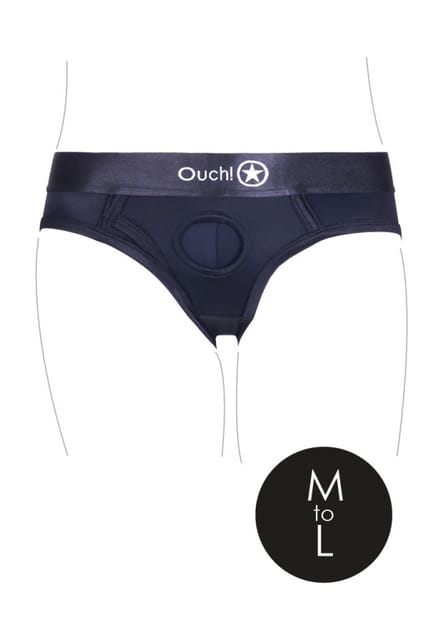 Shots - Ouch! OU827BLKML1 - Vibrating Strap-on High-cut Brief - Black - M/L