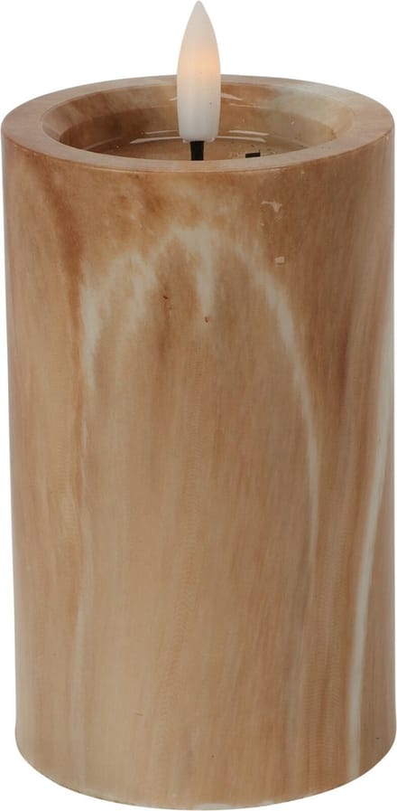 Home & Styling LED kaars -bruin marmer - D7,5 x H12,5 cm -met timer