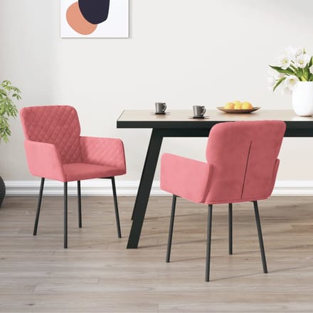 vidaXL - Eetkamerstoelen - 2 - st - fluweel - roze