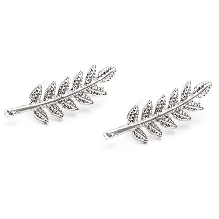 Miresa - Blad Oorbellen - Oorklimmers - Zilverkleurig Blaadje - 2 bij 0.5 cm