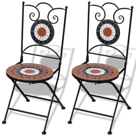 vidaXL - Opklapbare - stoelen, - 2 - stuks, - keramiek, - terracotta - en - wit