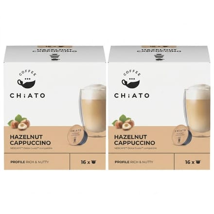 Chiato Hazelnut Cappuccino Coffee Capsules Bundle, 32 pcs (2 x 16 pcs)