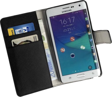 Zwart Samsung Note Edge Bookcase Flip Cover Wallet Hoesje