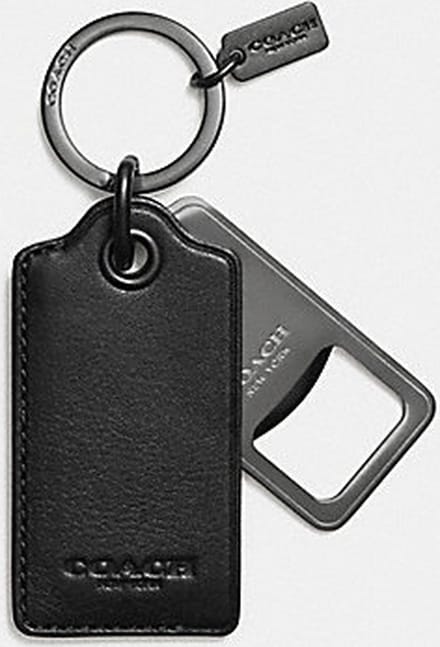 Coach sleutelhanger flesopener leer zwart