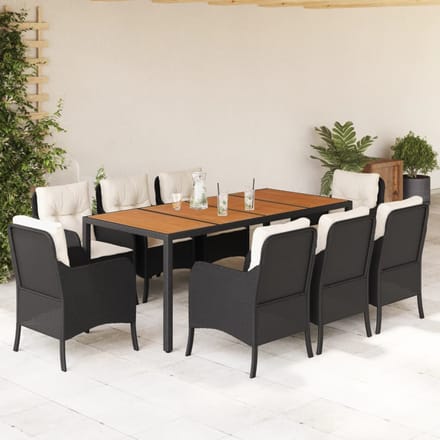 vidaXL - 9-delige - Tuinset - poly - rattan - zwart