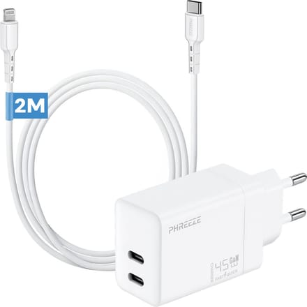 Phreeze usb C oplader geschikt voor iPhone en iPad met Lightning kabel - 2 meter - Snellader