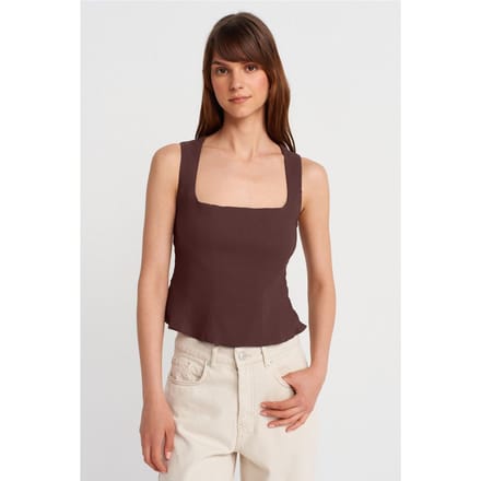 Fitte Mouwloze Blouse met Vierkante Halslijn