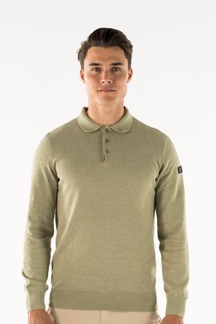 Presly & Sun Trui Brad Long Sleeve Knitted Polo Groen