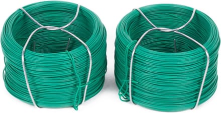 Benson Binddraad - 2x rolletjes - groen - 50m x 0,7 mm - plantendraad - geplastificeerd plastic