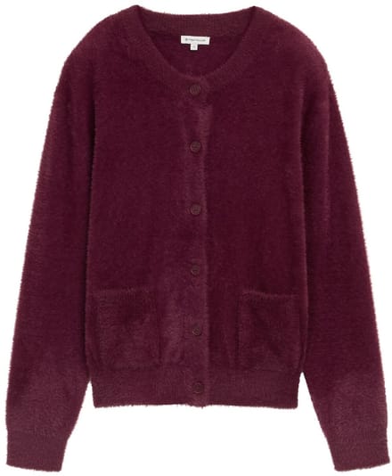 Tom Tailor - Vest van verengaren met knoopsluiting - Maat S - bordeaux red
