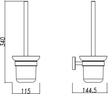 Wiesbaden 304 toiletborstel met houder mat glas/RVS