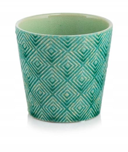 Vintage Groene Keramische Pot voor Orchidee, 14 cm