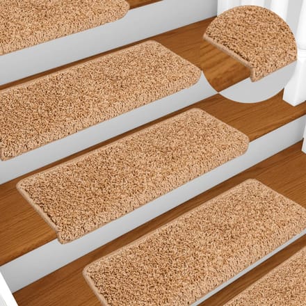 vidaXL - Trapmatten - 10 - st - 65x21x4 - cm - beige - rechthoekige - rand