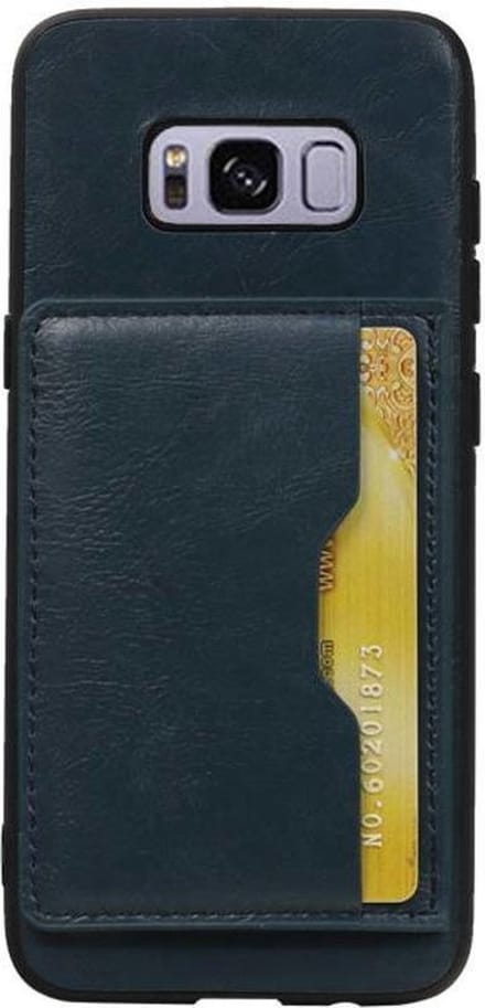 Navy Staand Back Cover 1 Pasje Hoesje voor Samsung Galaxy S8