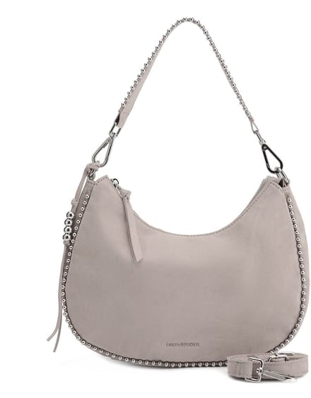 FREDsBRUDER Leren Schoudertas All About Beads Midi Hobo Bag Chai Latte Oud roze