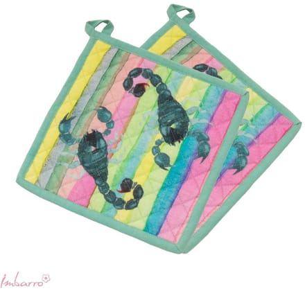 Imbarro Pannenlappen Scorpio – Set van 2 – 100% Katoen – Multicolor – 25x25 cm – Keukenaccessoire – Hittebestendig