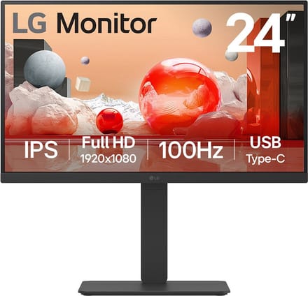 24" LG 24BA750-B - 1920x1080 (FHD) - 100Hz - IPS - 65W USB-C - KVM switch