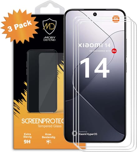 3-Pack MobyDefend Screenprotectors - Geschikt voor Xiaomi 14 - Case-Friendly Screensavers - Gehard Glas