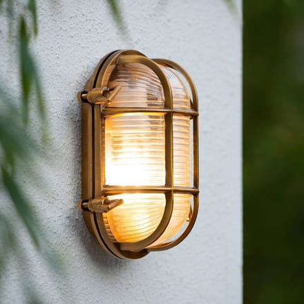 Lucide DUDLEY - Wandlamp Binnen/Buiten - 1xE27 - IP65 - Mat Goud / Messing