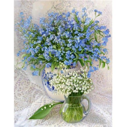 Peinture diamant Vase à fleurs violet lavande, perceuse ronde complète, broderie diamant, point de croix 20X30CM gray