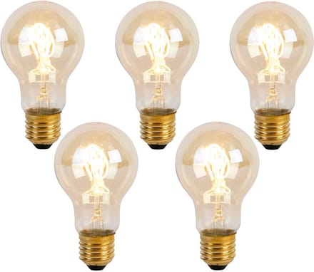 LUEDD Set van 5 E27 LED lamp spiraal filament A60 goldline 2W 150 lm 2200K