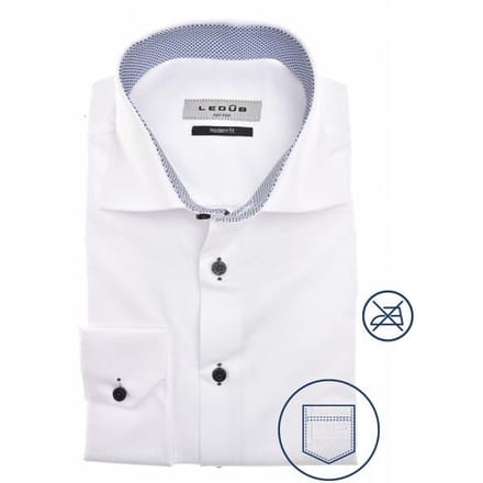 Ledûb Overhemd Dot Collar Contrast Wit / male