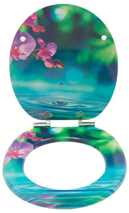 WC-Bril met Soft-Close - WC-brillen -MDF-kern -bloemen（43.5 x 37.8 x 5 cm）